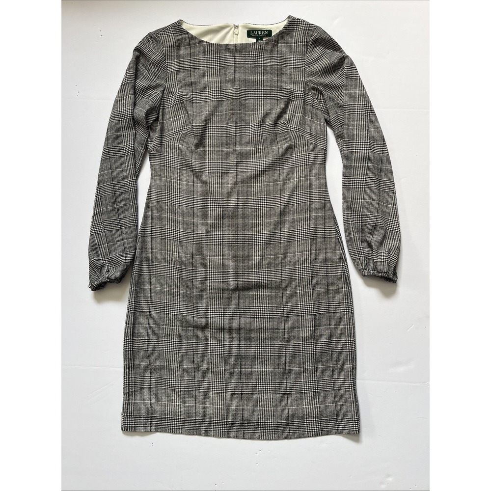 Ralph Lauren Black and White Plaid Career Classy Dress Size 4 Business Preppy
